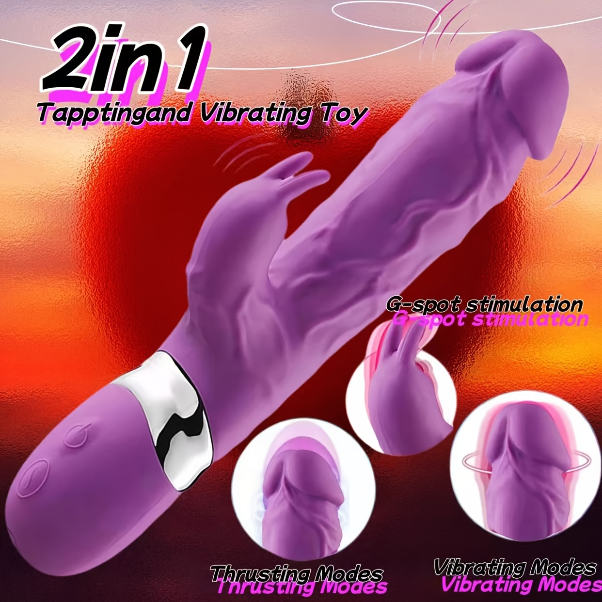 10 Vibration Modes with G Spot Clitoral Dual Massage Rabbit Shaped Vibrator, - Purple