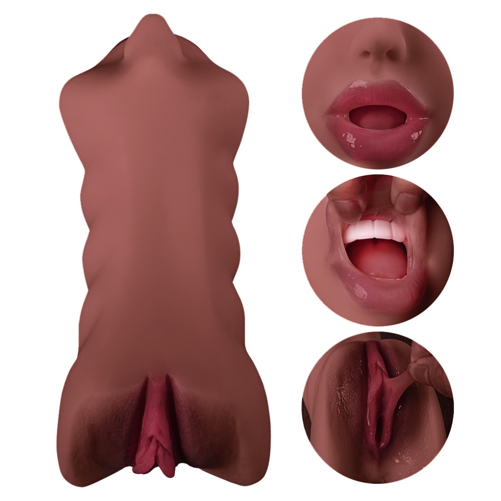 Brown Realistic Masturbator with Nose and Mouth
